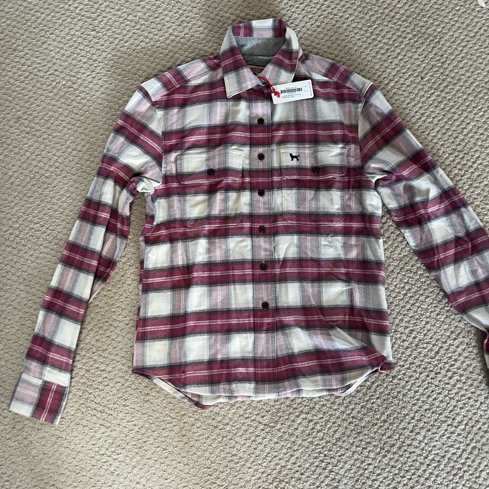 The Black Dog Burgundy and Gray Plaid Shirt